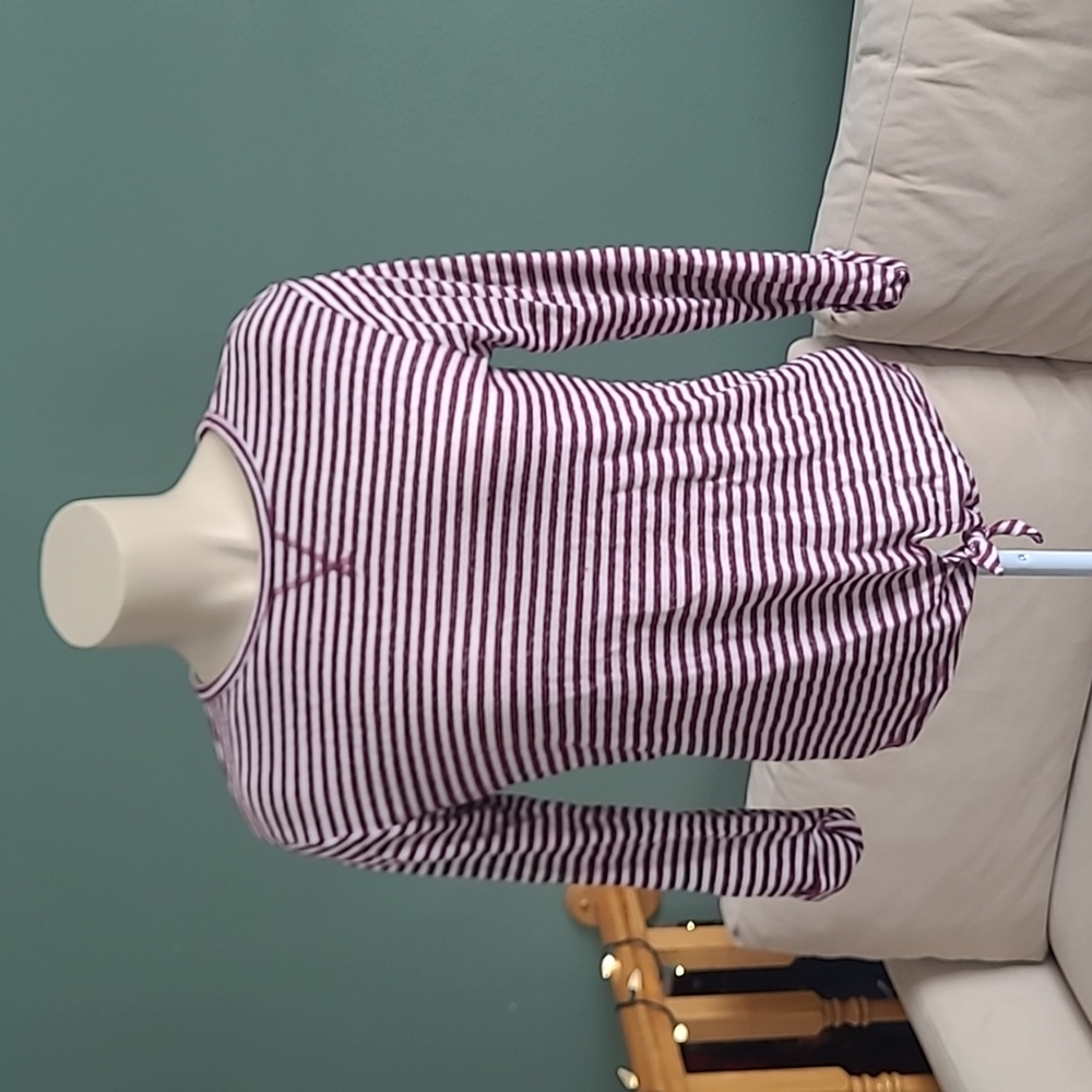 Old Navy knit top, wine and white stripes